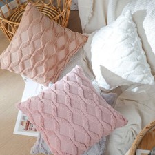 2X Geometric Cushion Covers Fluffy Faux Wool Throw Pillow Case Modern Home Dec