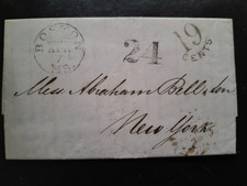 1849 Cover London to New York via Liverpool. New Packet Treaty Rate Marks