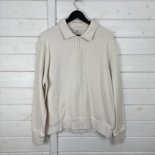 COS Jumper Mens Size Medium Ivory White 1/4 Zip Sweatshirt Contemporary Modern