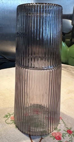 Pleated glass water carafe and - glass,