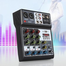 4 Channel Audio Mixer Support Bluetooth 5.0 USB DJ Mixer Sound Board Mixing
