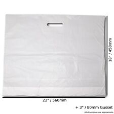 Very Strong Plain White Patch Handle Gift Retail Shopping Plastic Carrier Bags
