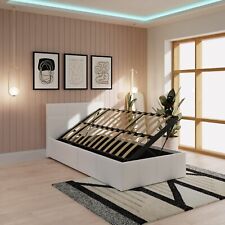 Side Lift up 3ft Ottoman bed Single faux leather storage bed White graded