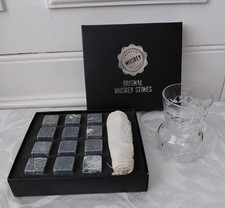 Whiskey Gift Set  Original Whisky Stones & Small Crystal Glass
