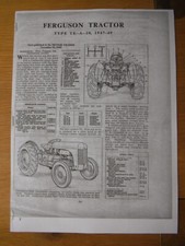 1949- FERGUSON TEA 20 (PETROL) TRACTOR 'TRADER' SERVICE DATA BOOKLET (PHOTOCOPY)
