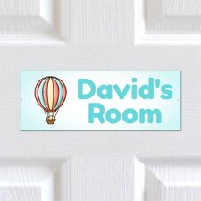 Personalised Any Text Cute Hot Air Balloon METAL Door Sign. Kids Bedroom Nursery