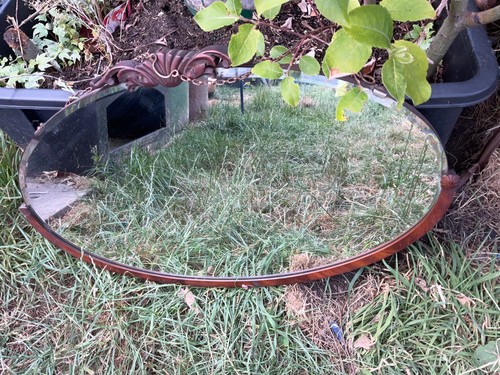 Vintage oval mahogany mirror - vintage,