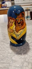 RARE HTF DISNEY MATRYOSHKA BEAUTY & THE BEAST HAND PAINTED NESTING WOODEN DOLLS