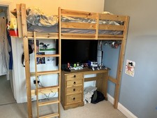 Strictly Beds And Bunks High Sleeper Shorty Bed With Hanging Storage Shelf