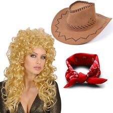 Adult Cowgirl Costume Dolly Parton Western Singer Idol Wild West Fancy Dress Set