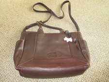Radley Brown Leather Shoulder Bag with Grab Handles, Dog Charm & Dust Bag VGC