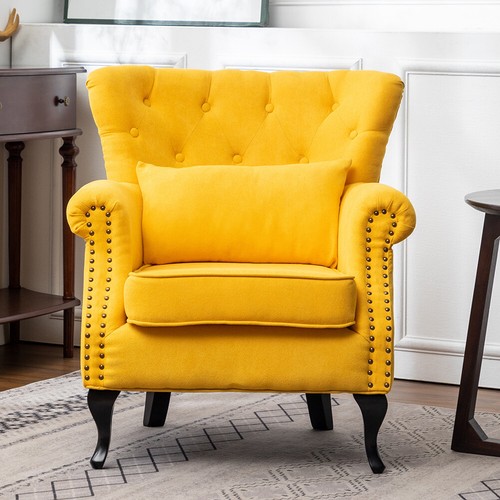 Yellow velvet fabric wing - yellow, back
