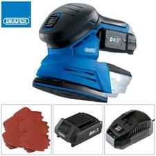 Draper 00608  D20 Cordless Detail Sander Tri Base 20V Battery & 3 Sanding Sheets