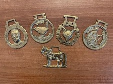 5 x Horse Brass  - One Penny Farthing King George V etc