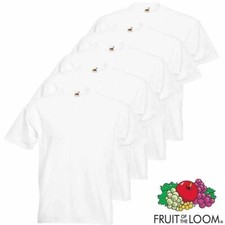 New Mens 5,10 PACK Fruit of the Loom White 100% Cotton T Shirt Wholesale  S -2XL