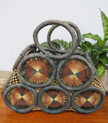 Wicker woven handbag - woven, basket