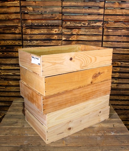 Wooden box crate shallow - ,