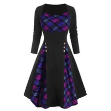 Womens Crew Neck Plaid Check