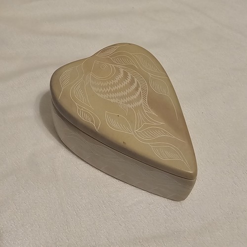 Soapstone carved heart - heart, shaped