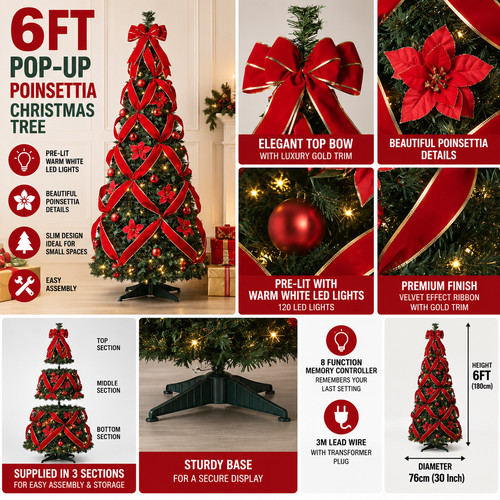 6ft pre lit pop christmas - 6ft, pre-lit