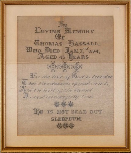 Antique sampler memory of - sampler,