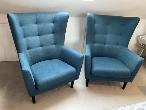 Pair blue wingback - of,