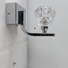 Litecraft Wall Light With Cut Glass Shade & Pull Cord Switch - Chrome Clearance 