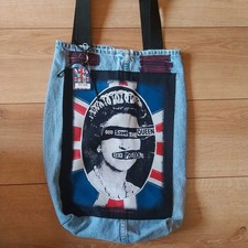 Sex Pistols Punk Handmade Denim Tote Bag Festival