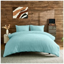 Super Soft Faux Fur Ribbed Duvet Cover Set Warm Fluffy Fleece Bedding Pillowcase