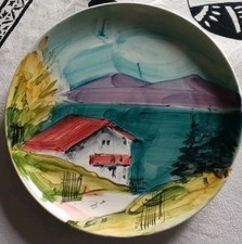 Vintage Italian Pottery Hand Painted Scenic  Plate  / Plaque.