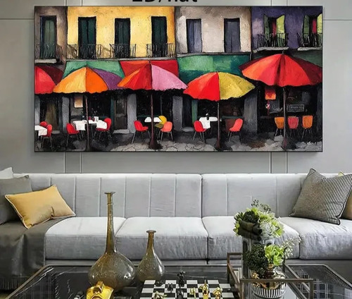 Colorful umbrellas balcony - umbrellas,