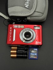 Working Vivitar Vivicam 5024 5.1MP Red Digital Camera 16GB SD, Batteries & Case