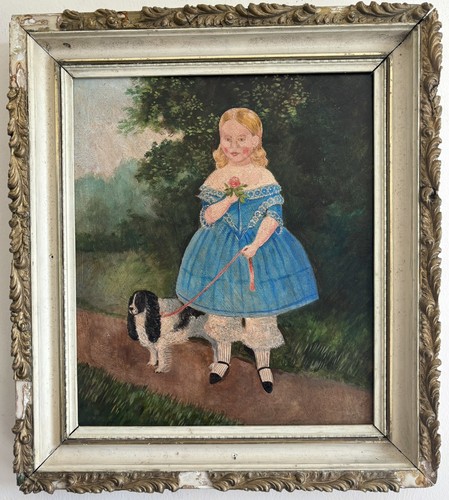 Naive girl with cavalier - naive, dog