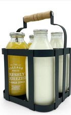 Retro Milk Bottle Holder Black