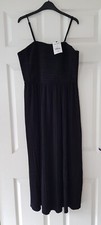NEXT size 10 black MIDI DRESS corset SPAGHETTI STRAPS summer FLOATY ribbed
