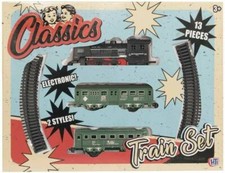 Classic Retro Battery Operated Train Set With Tracks Light Engine Children Toy