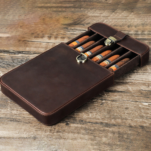 Vintage leather cigar - cigar, case