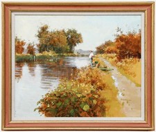 John Haskins (b.1938) - 20th Century Acrylic, River Fishing