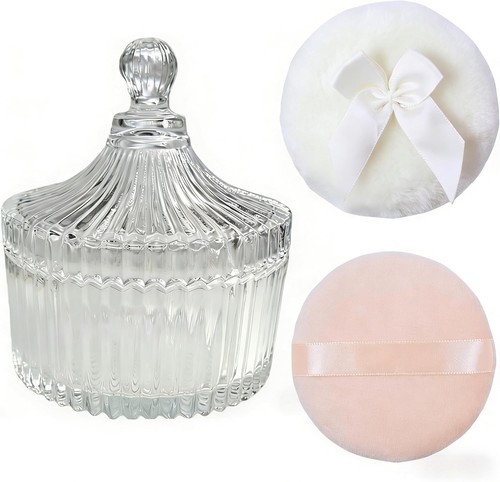 Glass body powder puffs - puffs, and