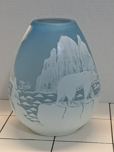Signed gallé cameo blue white - signed,
