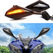 Motorcycle LED Turn Signal Rearview Mirrors For Kawasaki Ninja ZX6R ZX4R 650R UK