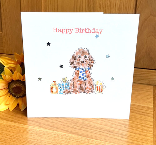 Birthday card brown cockapoo - birthday,