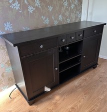 IKEA Stornas Black Brown Sideboard Buffet 163cmx48cm x 90cm Drawers Open Shelves