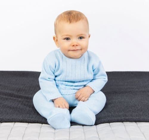 Boys blue knitted trouser suit - boys,