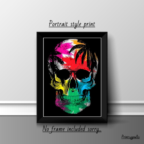 Skull fun print poster - a4,