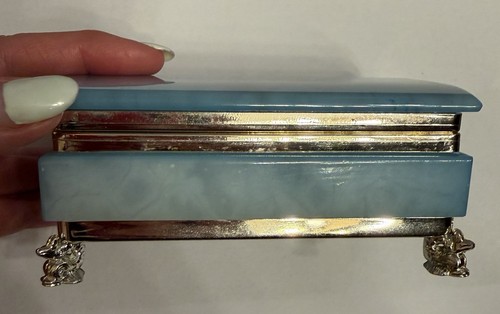 Vintage blue alabaster hinged - blue,
