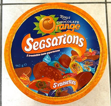 EMPTY  TIN - 2005 Kraft Terrys Chocolate Orange Segsations Tin 23cm Diameter