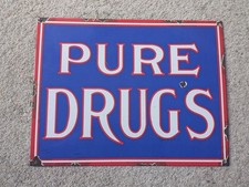 Vintage Enamel Pure Drugs Sign