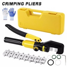 Hydraulic Crimper Set Crimping Tool Wire Battery Cable Lug Terminal +glove