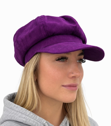 Baker boy hat purple velvet - purple,